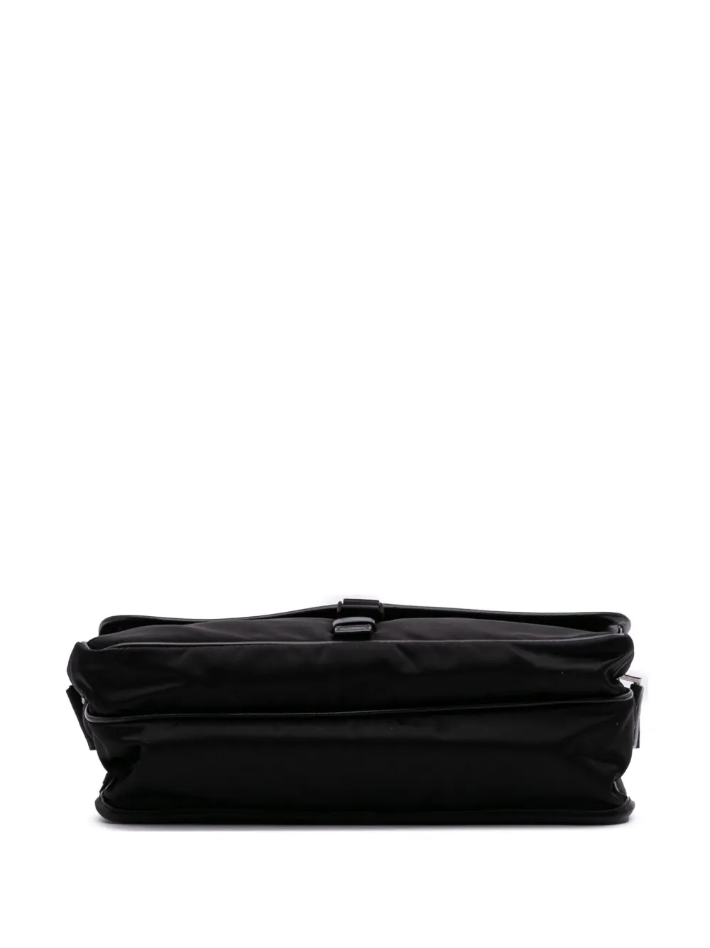 Pre-owned Prada 2013-2025 Saffiano Trimmed Tessuto Buckle Messenger Bag Crossbody Bag In Black