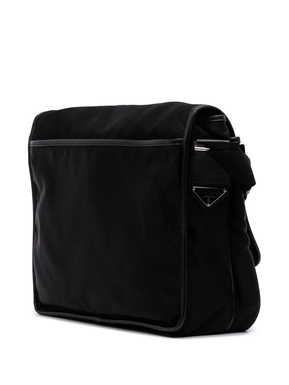 Pre-owned Prada 2013-2025 Saffiano Trimmed Tessuto Buckle Messenger Bag Crossbody Bag In Black