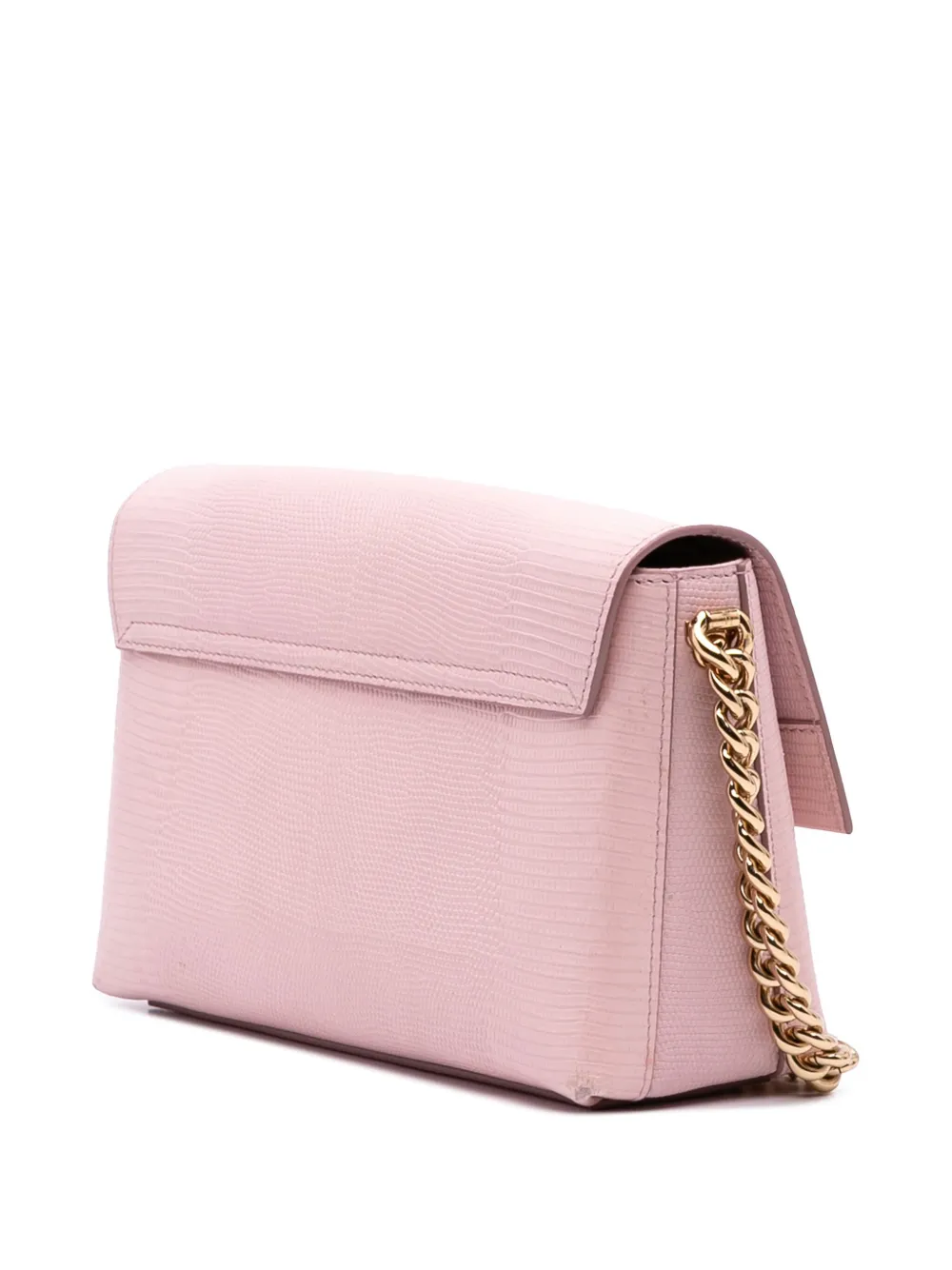 Pre-owned Dolce & Gabbana 2017-2025 Iguana Embossed Calfskin Crystal Embellished Dg Millennials Crossbody Bag In Pink