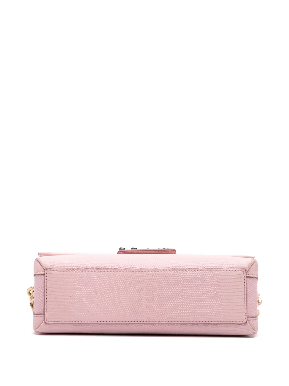 Pre-owned Dolce & Gabbana 2017-2025 Iguana Embossed Calfskin Crystal Embellished Dg Millennials Crossbody Bag In Pink