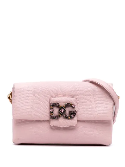 Dolce & Gabbana Pre-Owned 2017-2025 Iguana Embossed Calfskin Crystal Embellished DG Millennials crossbody bag