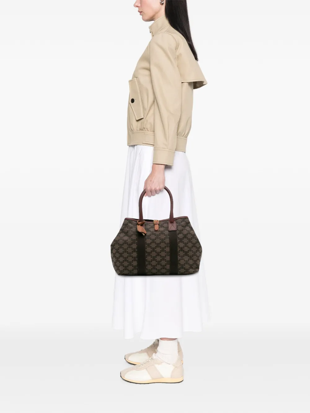 Pre-owned Celine 2009 Macadam Canvas Tote Bag In Brown