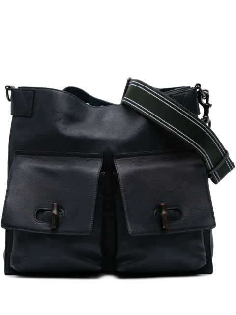 Gucci Pre-Owned 2000-2015 Large Leather Bamboo Double Pocket Messenger Bag shoulder bag