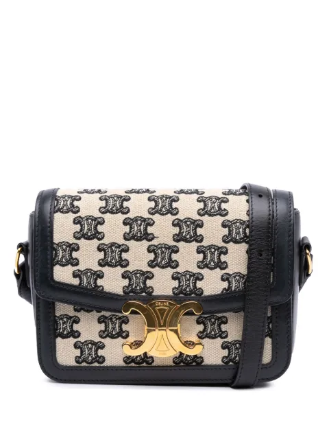 Celine Pre-Owned 2021 Teen Embroidered Canvas and Calfskin Triomphe crossbody bag