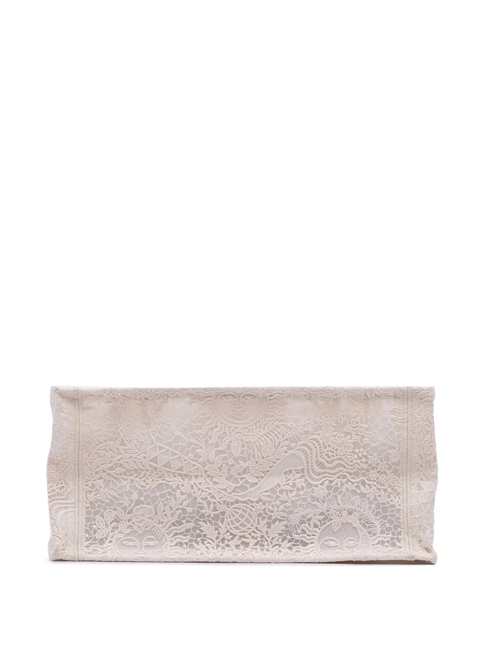 Pre-owned Dior 2023 Medium Canvas D Lace Sun Embroidery Book Tote Bag In White