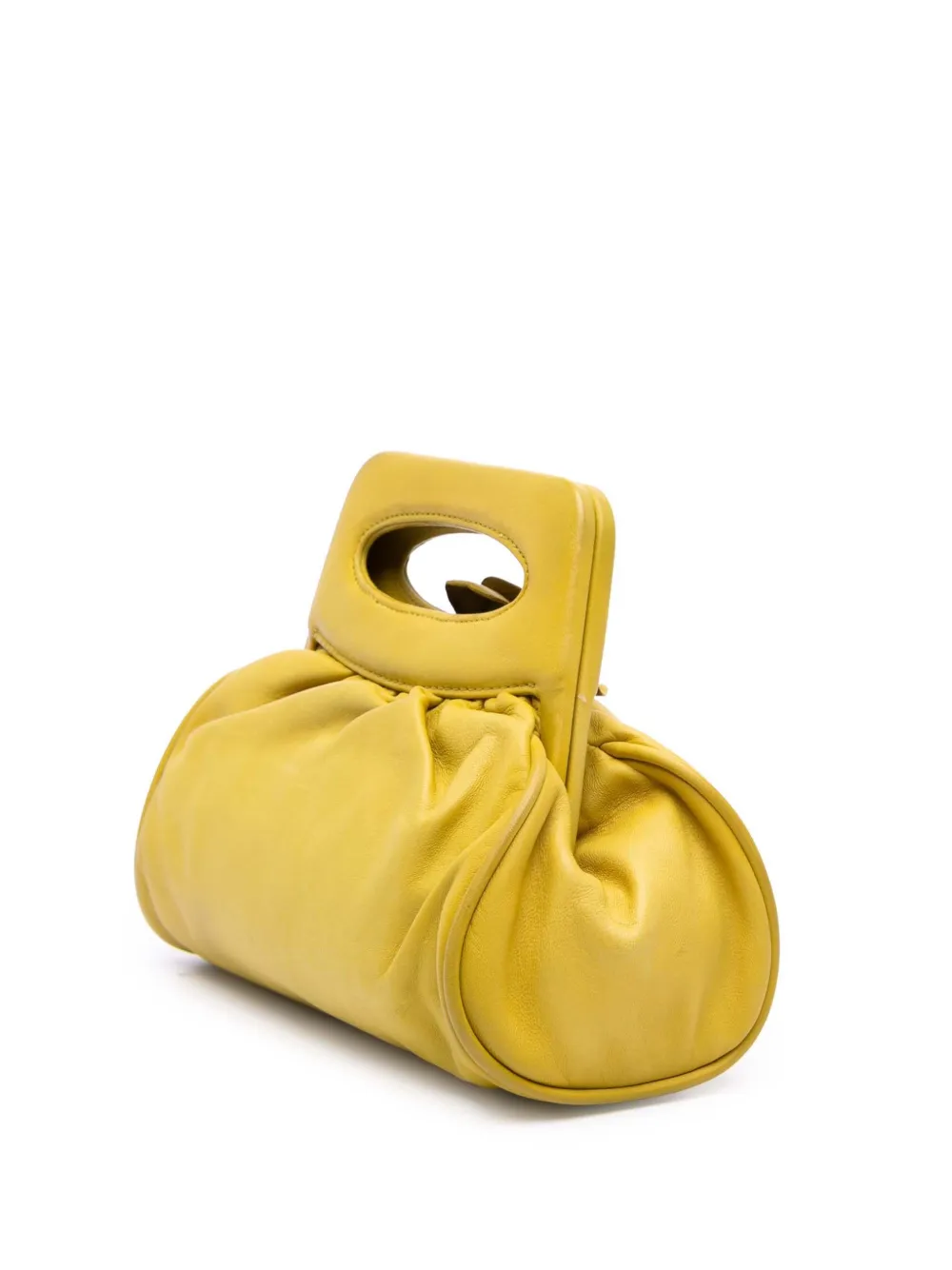Pre-owned Chanel 2003-2004 Lambskin Camellia Frame Clutch Bag In Yellow
