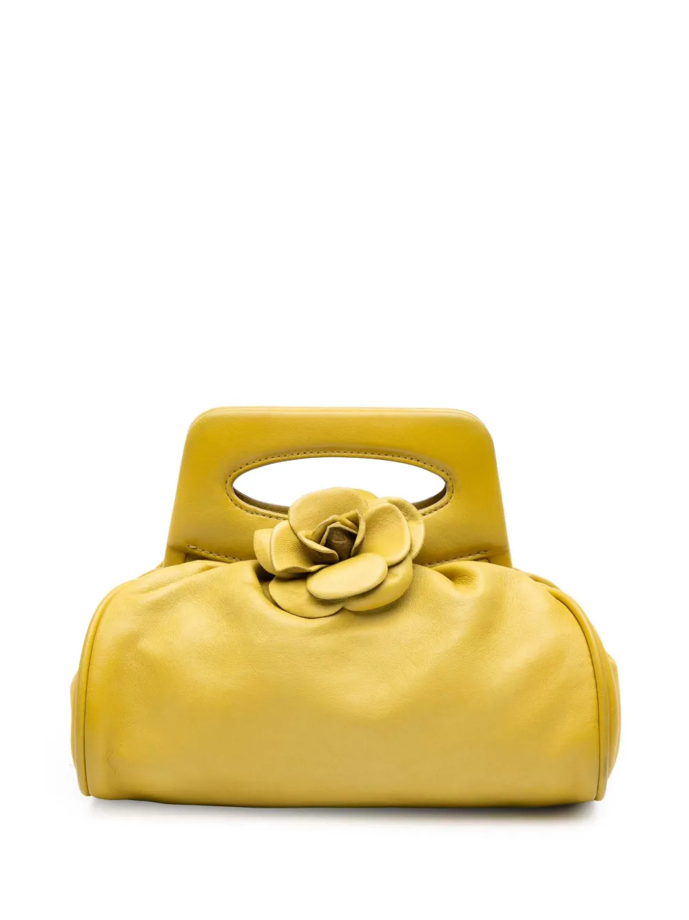 CHANEL Pre-Owned 2003-2004 Lambskin Camellia Frame clutch bag | Yellow | Image 1