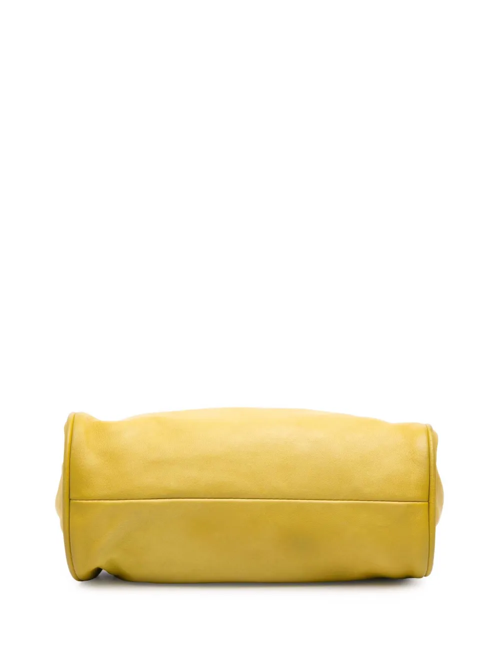 Pre-owned Chanel 2003-2004 Lambskin Camellia Frame Clutch Bag In Yellow