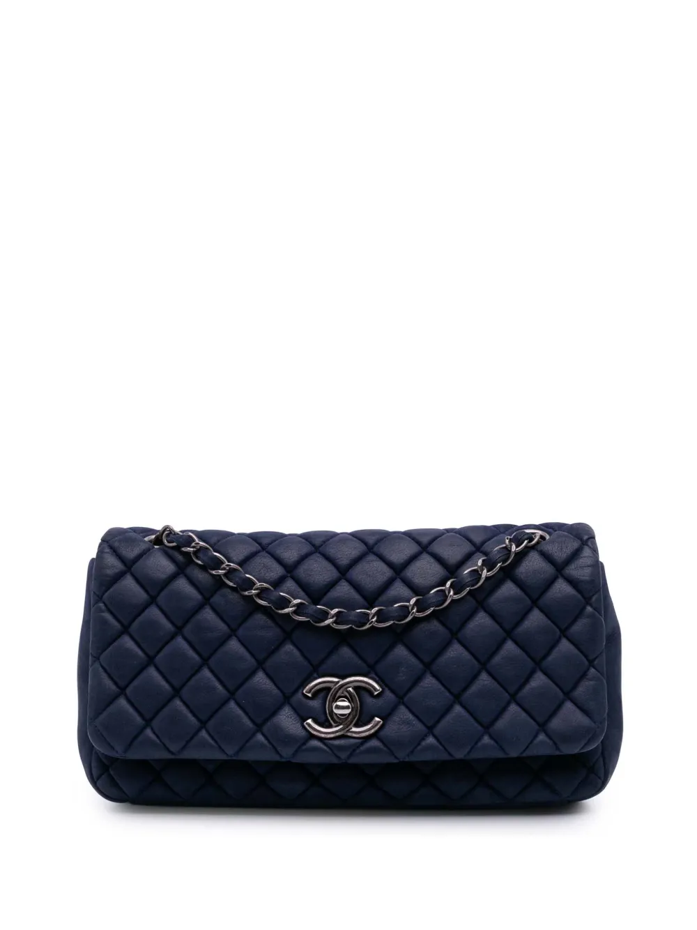 CHANEL Pre-Owned 2012-2013 ラージ カーフスキン ニュー バブル フラップ ショルダーバッグ - ブルー CHANEL Pre-Owned 2012-2013 ラージ カーフスキン ニュー バブル フラップ ショルダーバッグ - ブルー