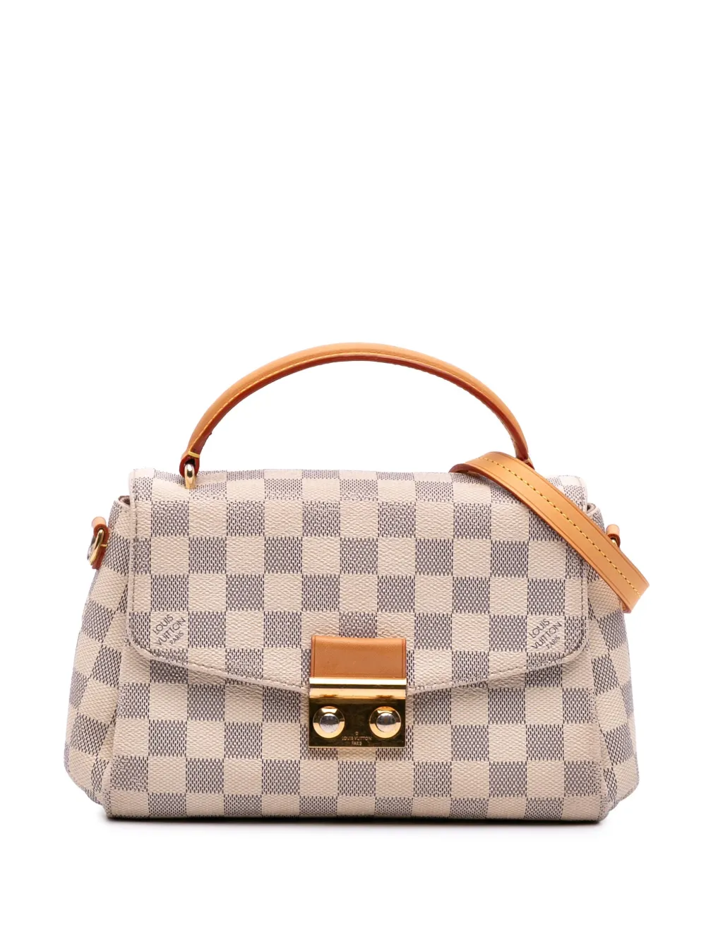 Pre-owned Louis Vuitton 2015 Damier Azur Croisette Satchel In White