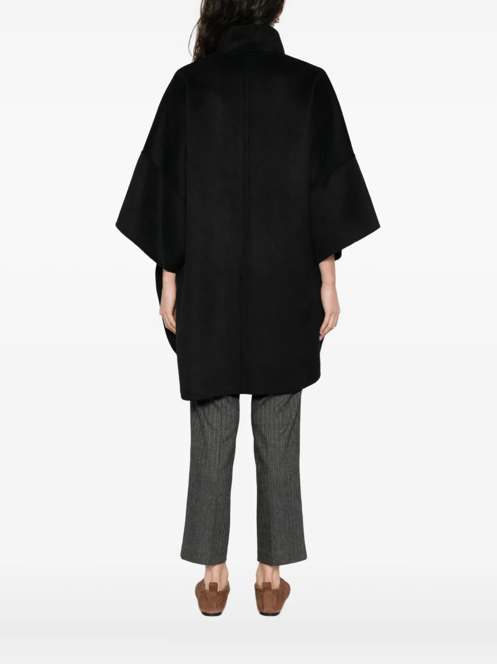 Liu •jo Belted Buttoned-up Cape In Black
