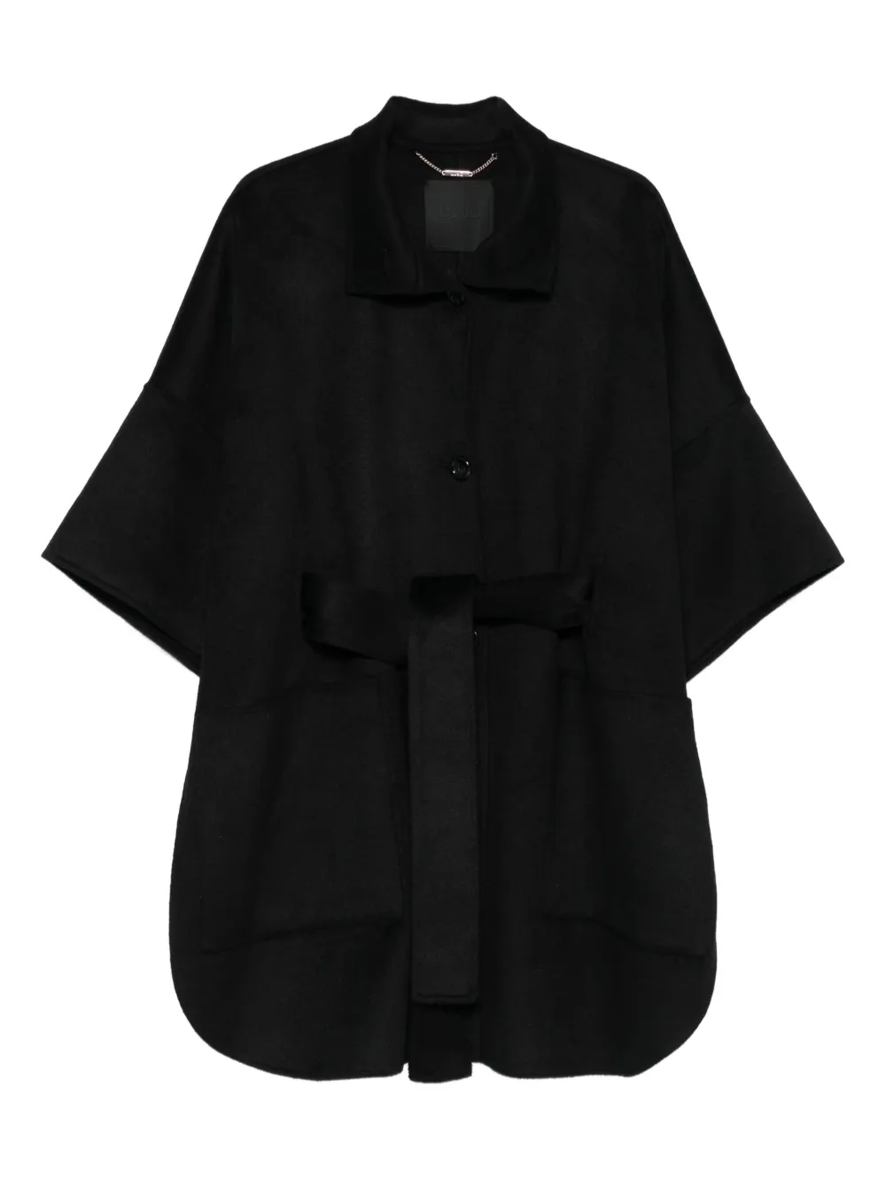 Liu •jo Belted Buttoned-up Cape In Black