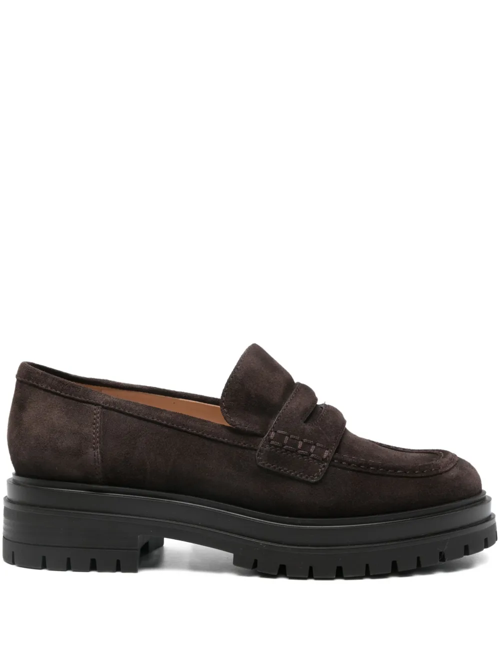 Gianvito Rossi suede-leather penny loafers Brown