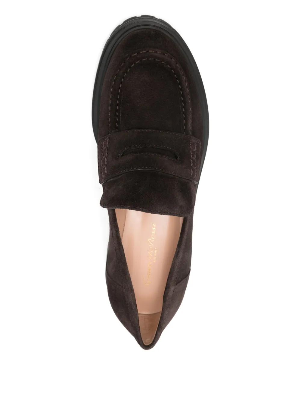 Gianvito Rossi suede-leather penny loafers Brown
