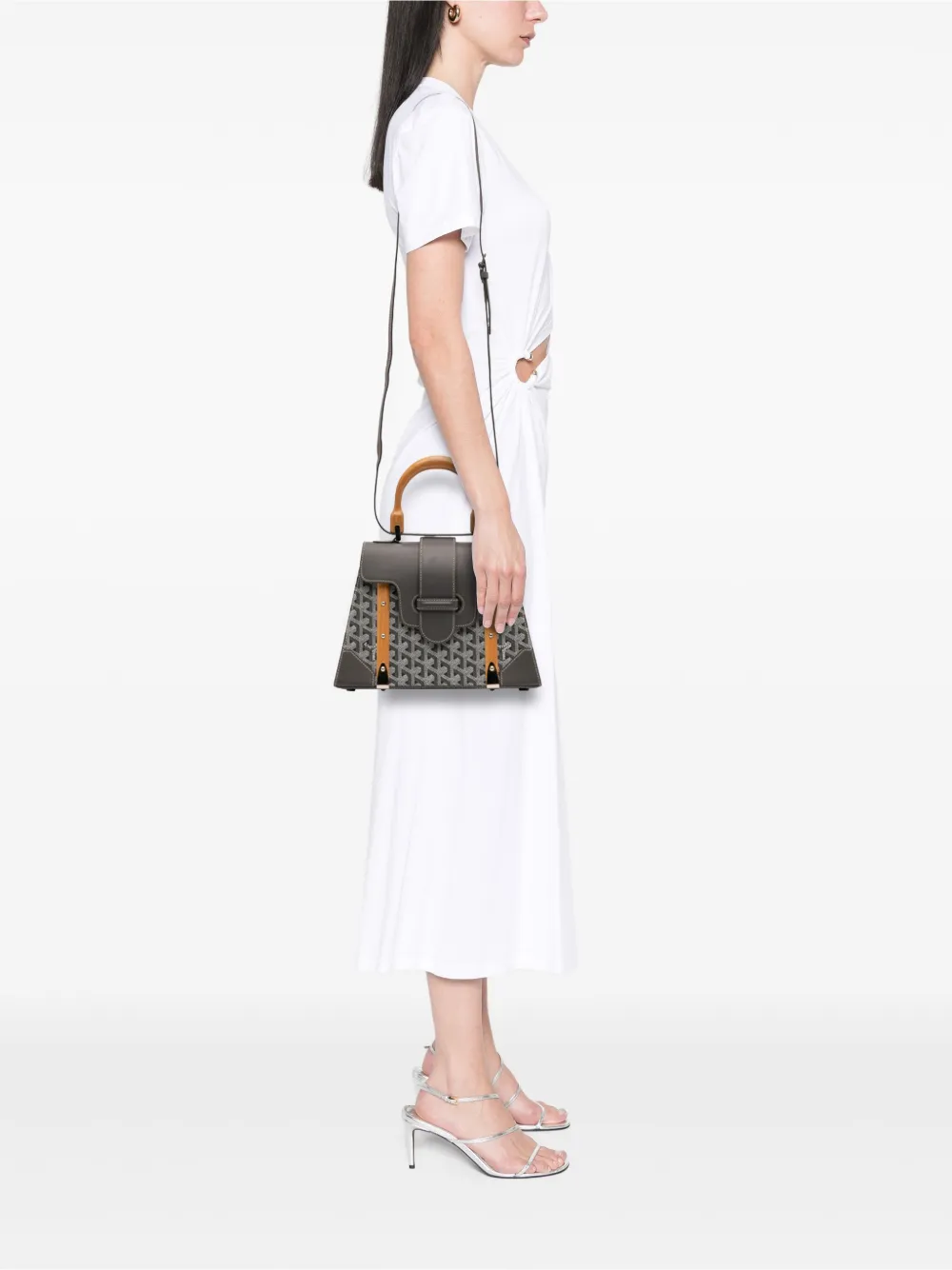 Pre-owned Goyard 2016 Ine Saigon Structured Pm Satchel In Gray