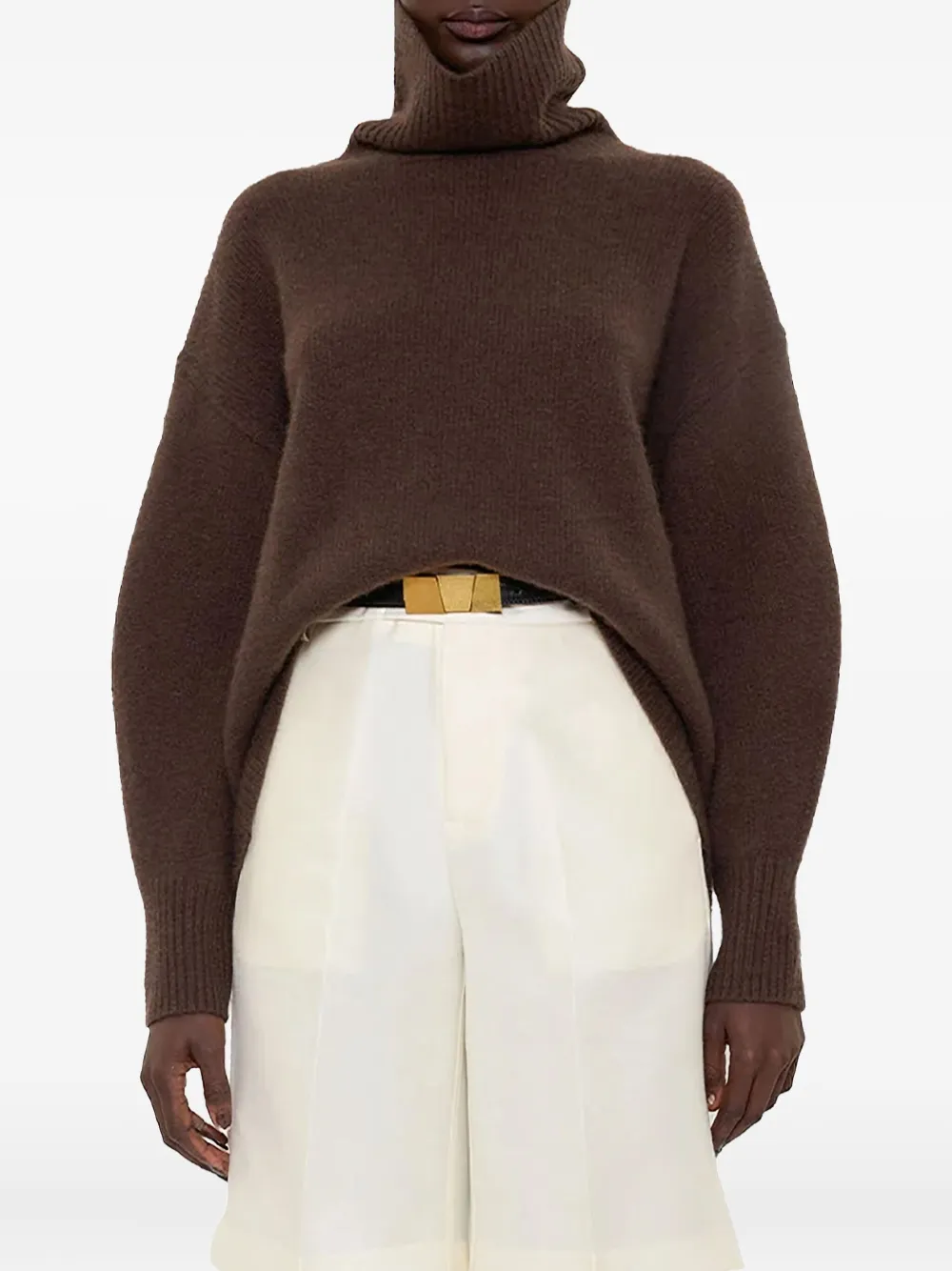 Arch4 Turtleneck Balloon-sleeve Sweater In Brown