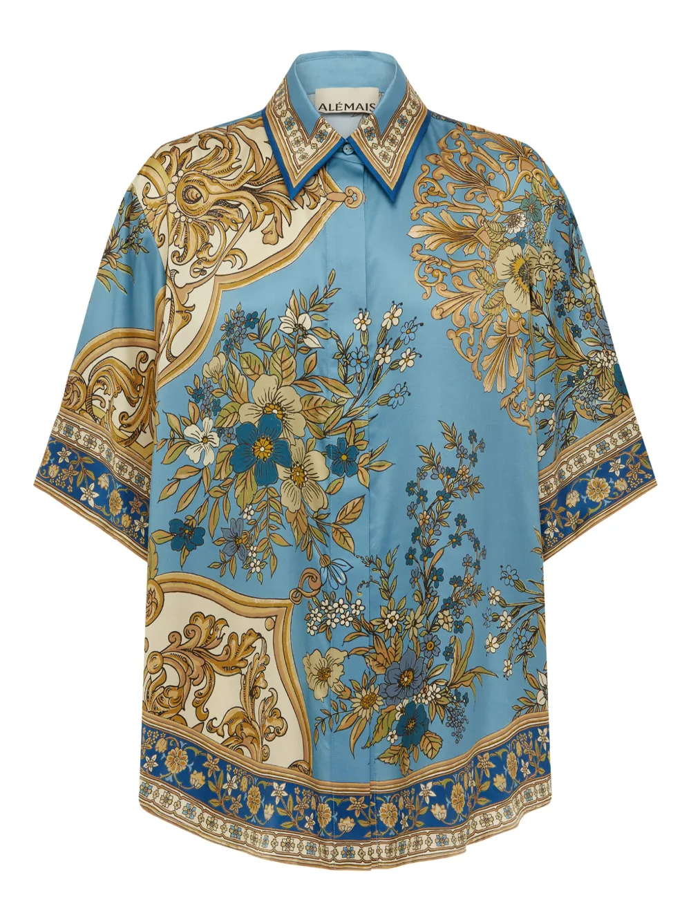 ALEMAIS Zijden blouse met bloemenpatroon Blauw