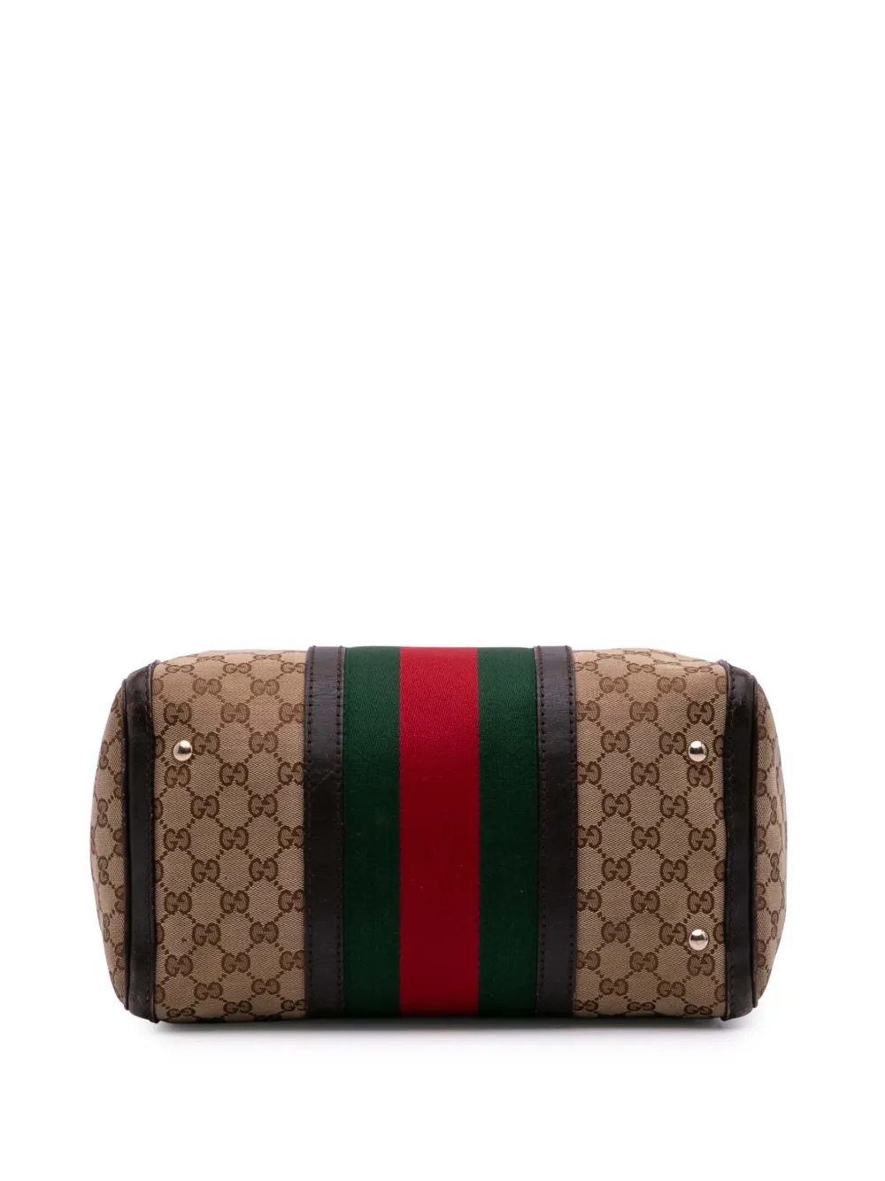 Pre-owned Gucci 2016-2025 Gg Canvas Web Joy Boston Bag Satchel In Brown