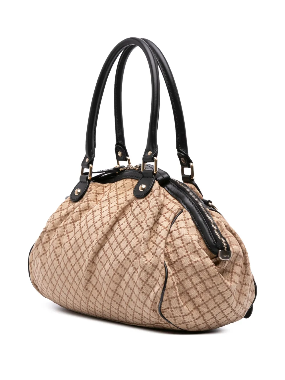 Pre-owned Gucci 2016-2025 Diamante Canvas Sukey Satchel In Brown