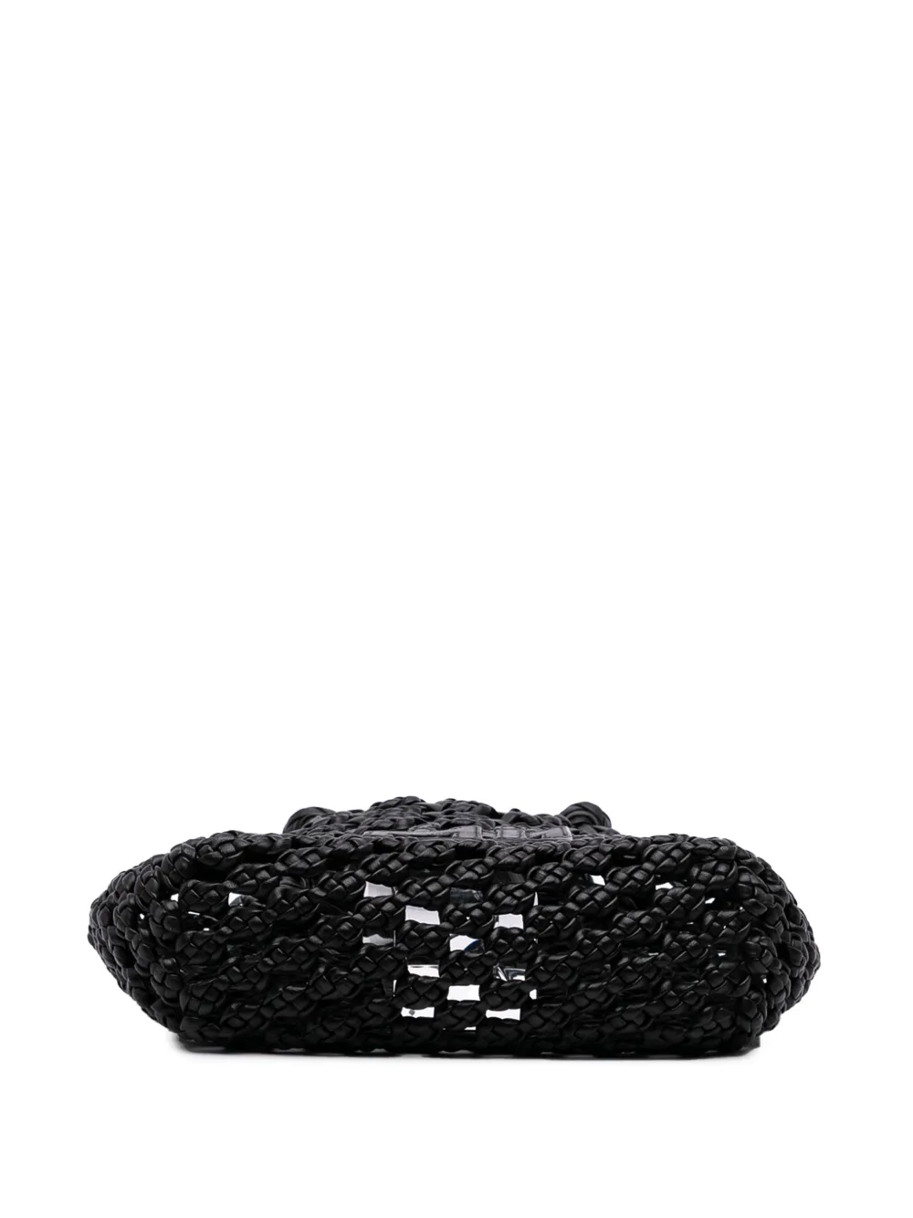 Pre-owned Miu Miu 2000-2010 Nappa Macrame Bucket Bag In Black