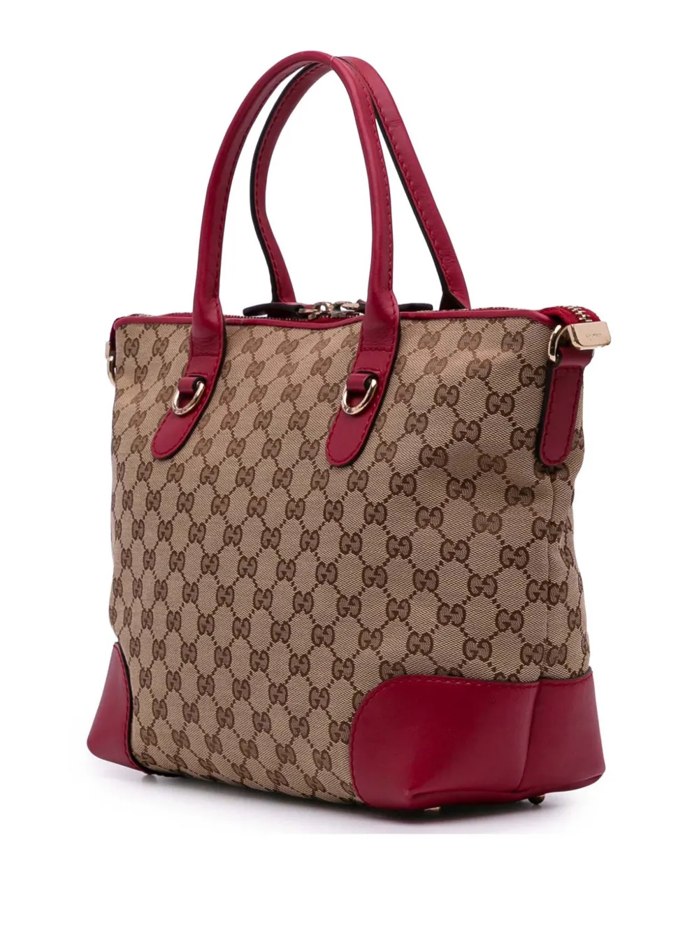 Pre-owned Gucci 2016-2025 Gg Canvas Heart Bit Satchel In Brown