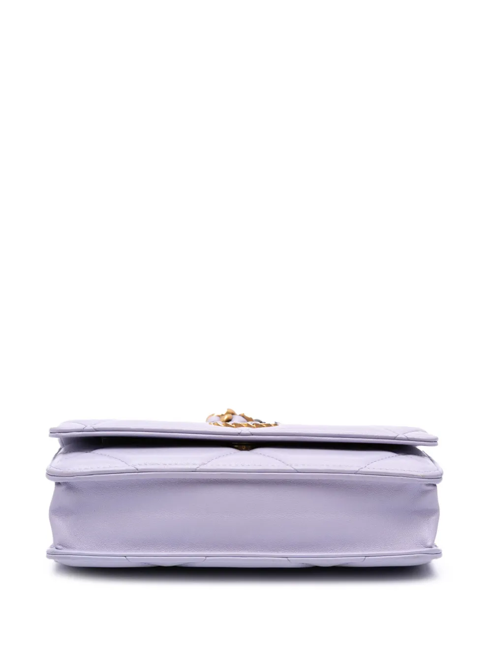 Pre-owned Chanel 2021-2025 Quilted Lambskin 19 Wallet On Chain Satchel In Purple