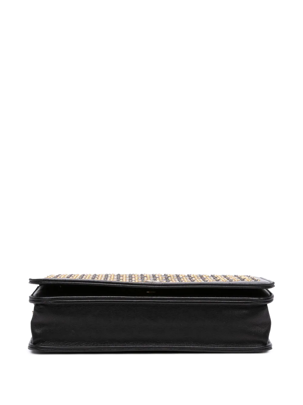 Pre-owned Chanel 2016-2017 Cc Studded Lambskin Wallet On Chain Crossbody Bag In Black