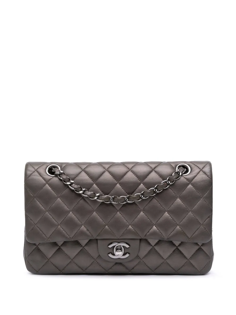 CHANEL Pre-Owned 2013-2014 Medium Classic Lambskin Double Flap shoulder bag | Grey | Image 1