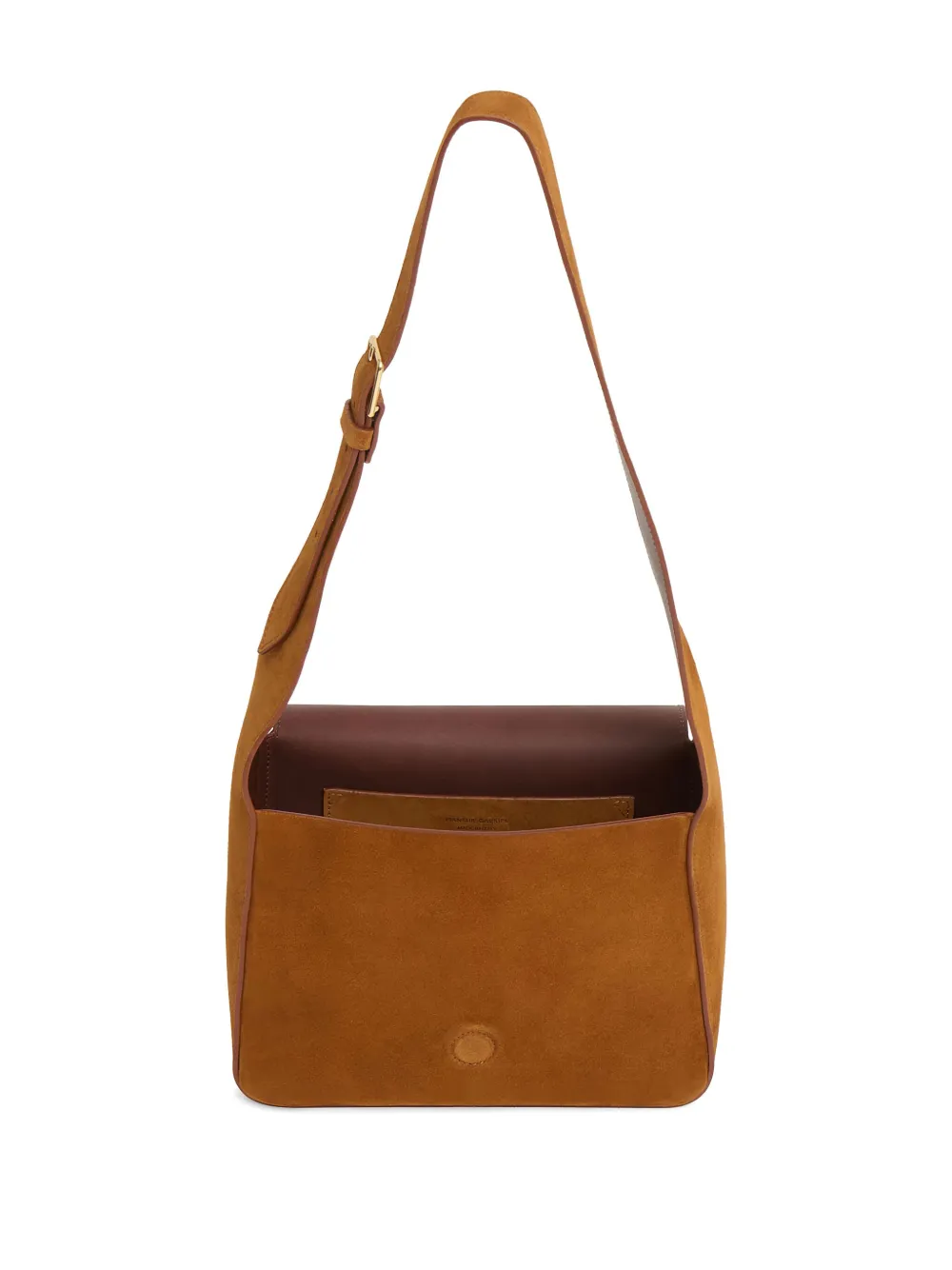 Mansur Gavriel Suede Flap-closure Shoulder Bag In Brown