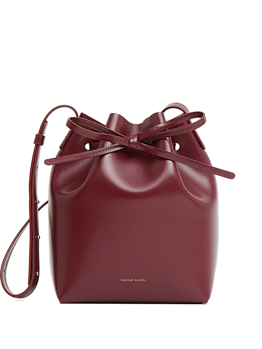 Mansur Gavriel Mini Leather Bucket Bag In Red