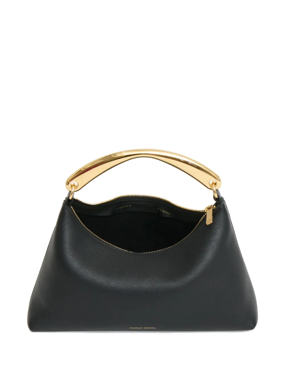 Mansur Gavriel Metal-handle Leather Shoulder Bag In Black