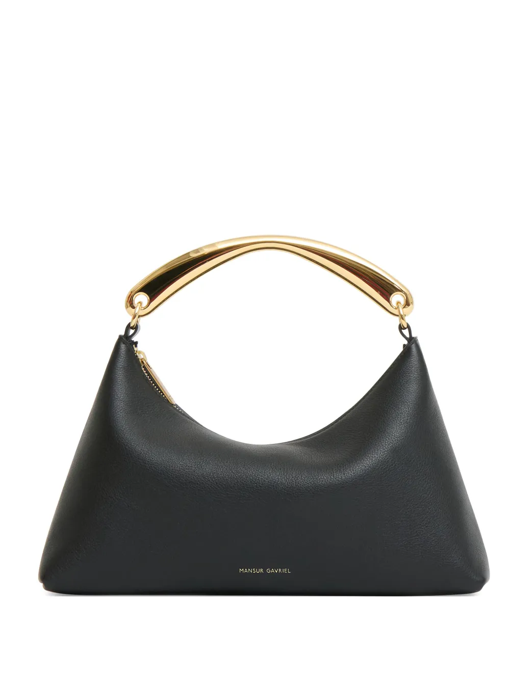 Mansur Gavriel Metal-handle Leather Shoulder Bag In Black