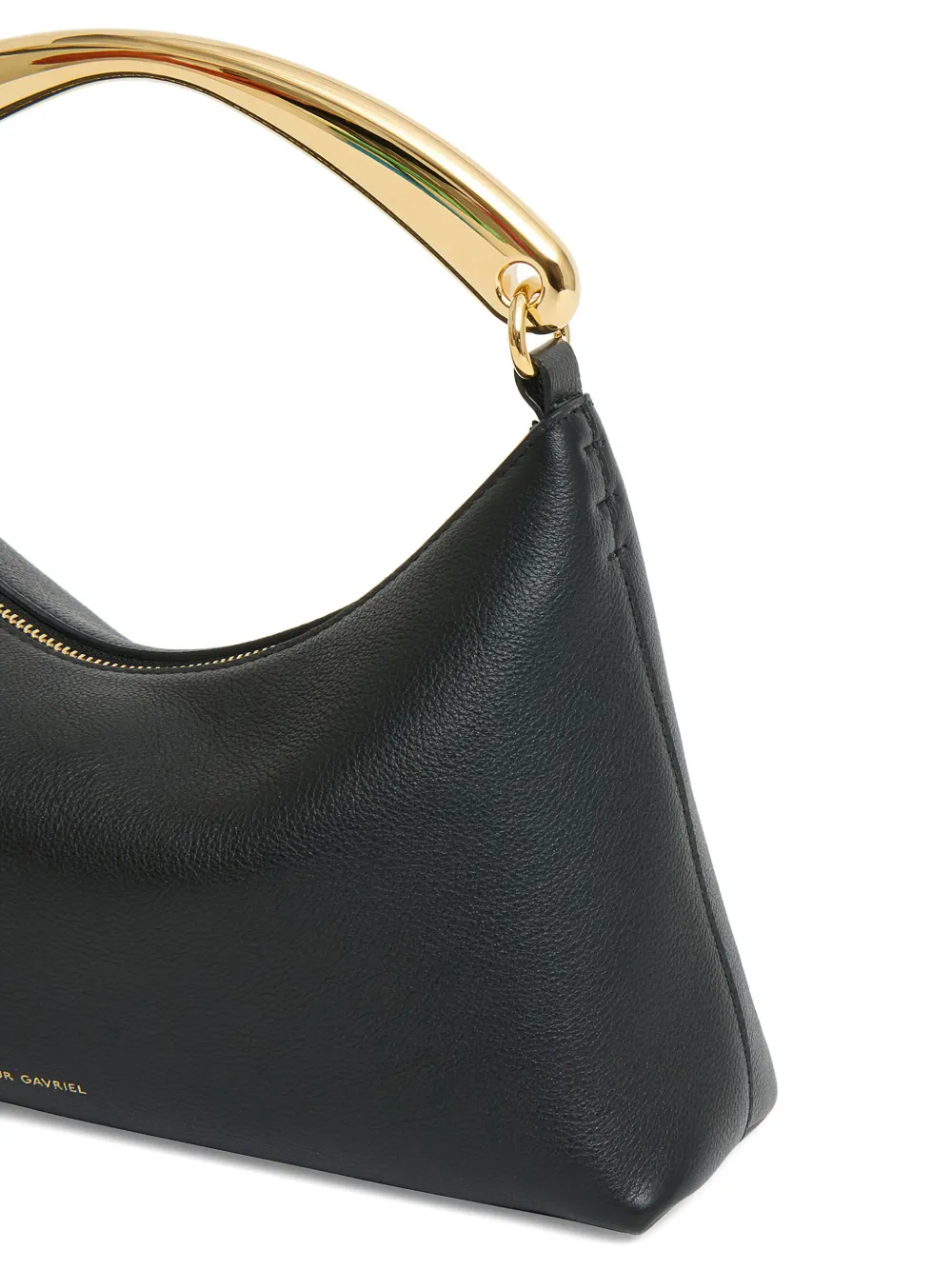 Mansur Gavriel Metal-handle Leather Shoulder Bag In Black