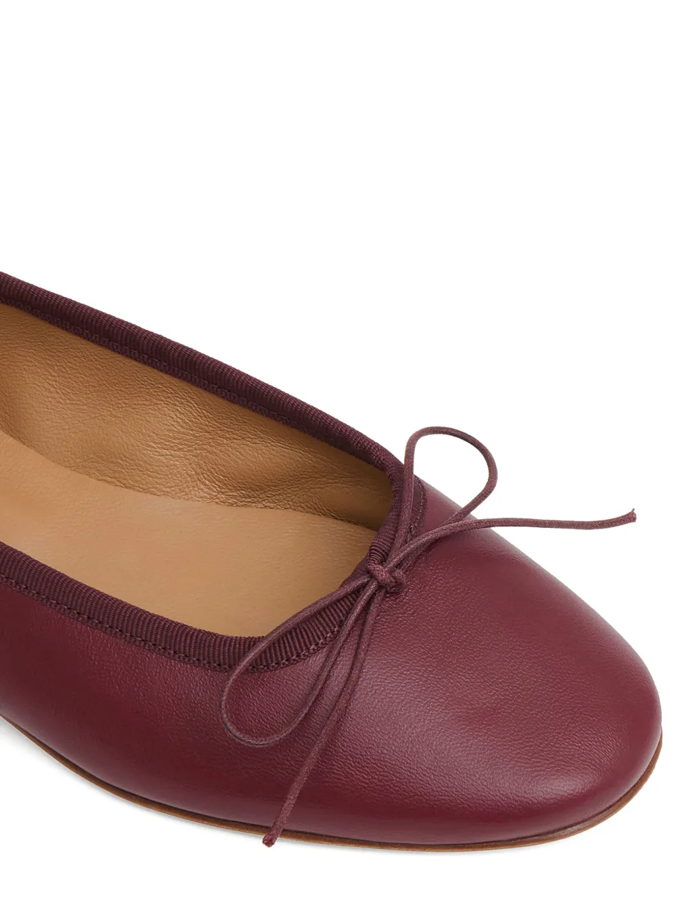 Mansur Gavriel Dance Lambskin Bow Ballerina Flats In Burgundy
