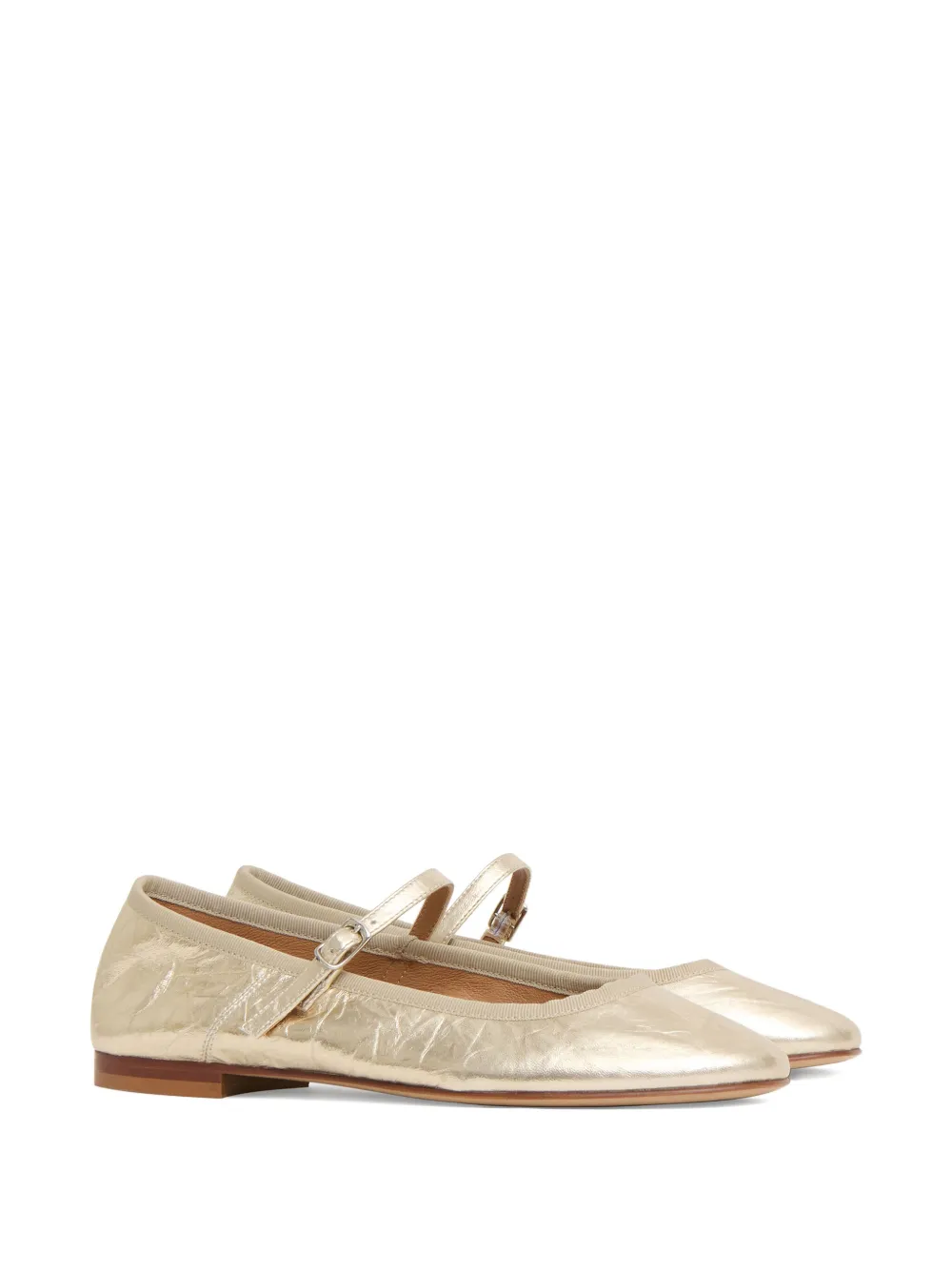 Mansur Gavriel Dance Crinkle-leather Buckle Flats In Neutral