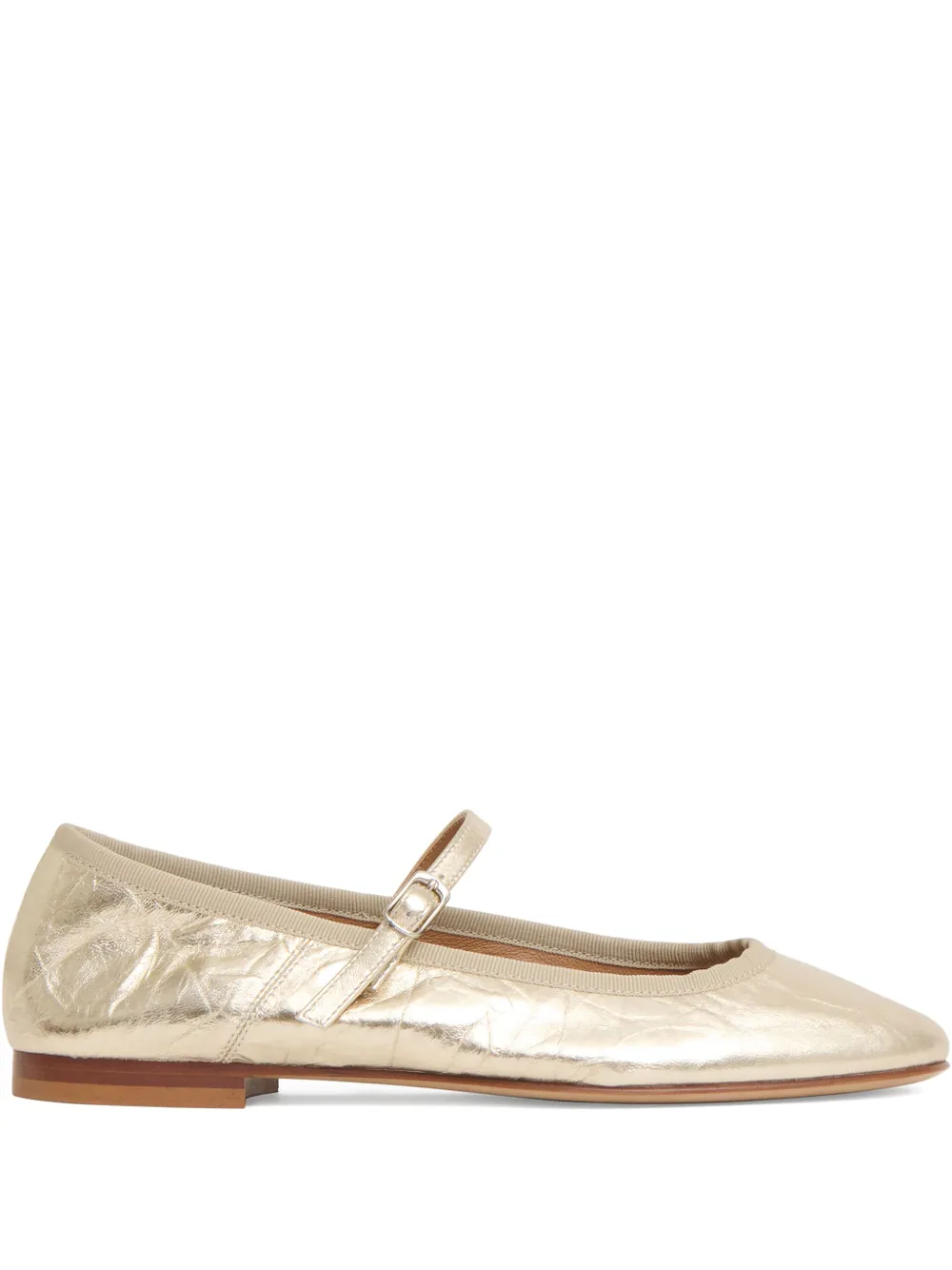 Mansur Gavriel Dance Crinkle-leather Buckle Flats In Neutral