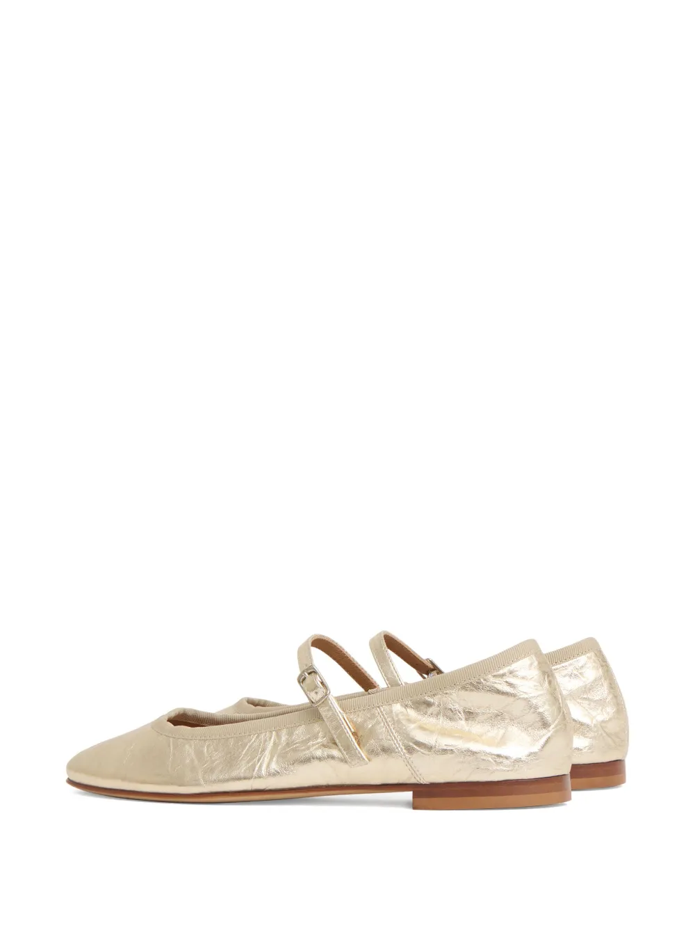 Mansur Gavriel Dance Crinkle-leather Buckle Flats In Neutral