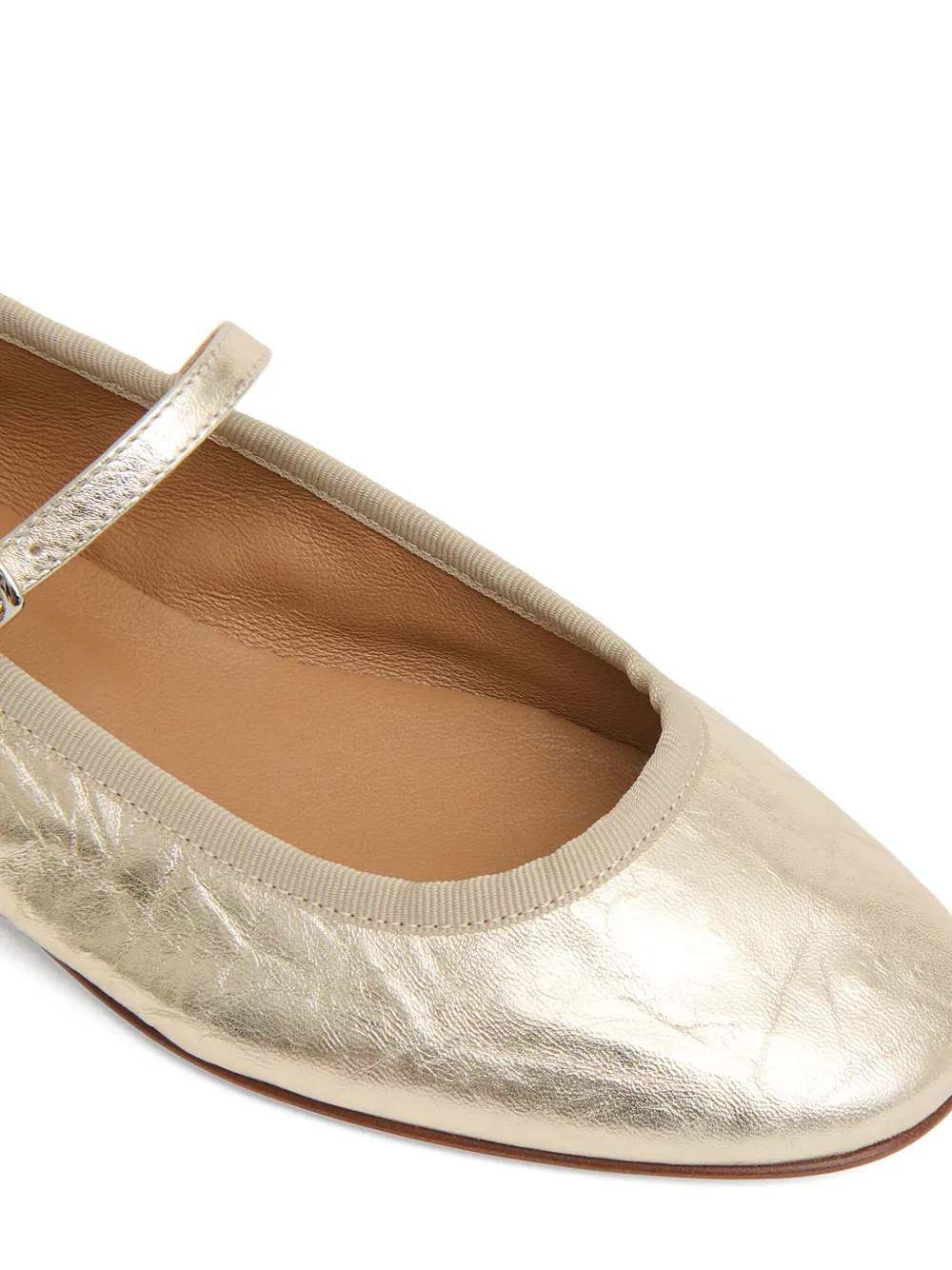 Mansur Gavriel Dance Crinkle-leather Buckle Flats In Neutral