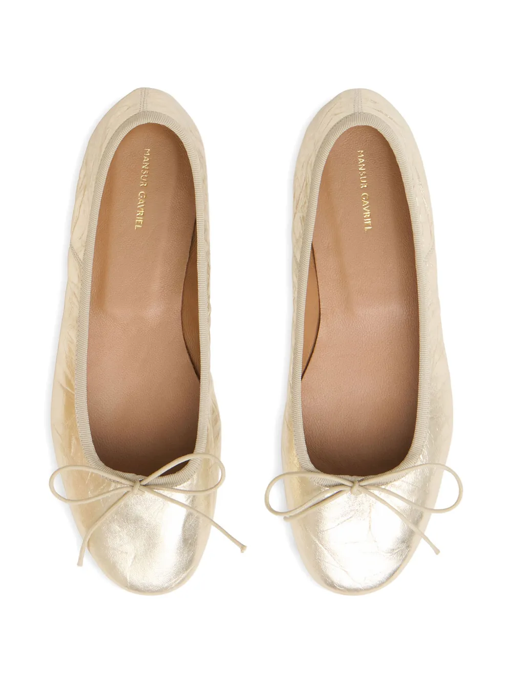 Mansur Gavriel Ballerina's met ronde neus en strikdetail Goud