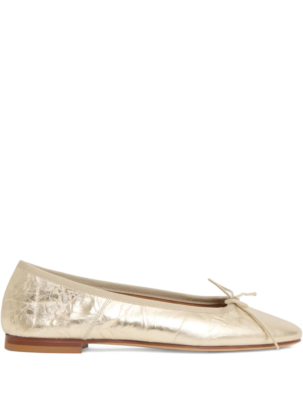 Mansur Gavriel almond-toe bow-detail ballet flats Gold