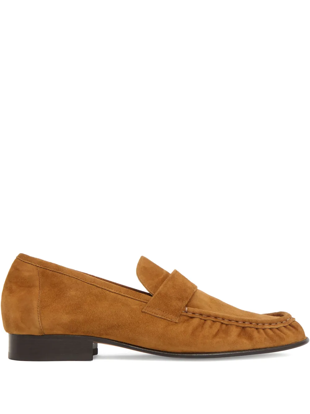 Mansur Gavriel Ruched Suede Loafers In Yellow