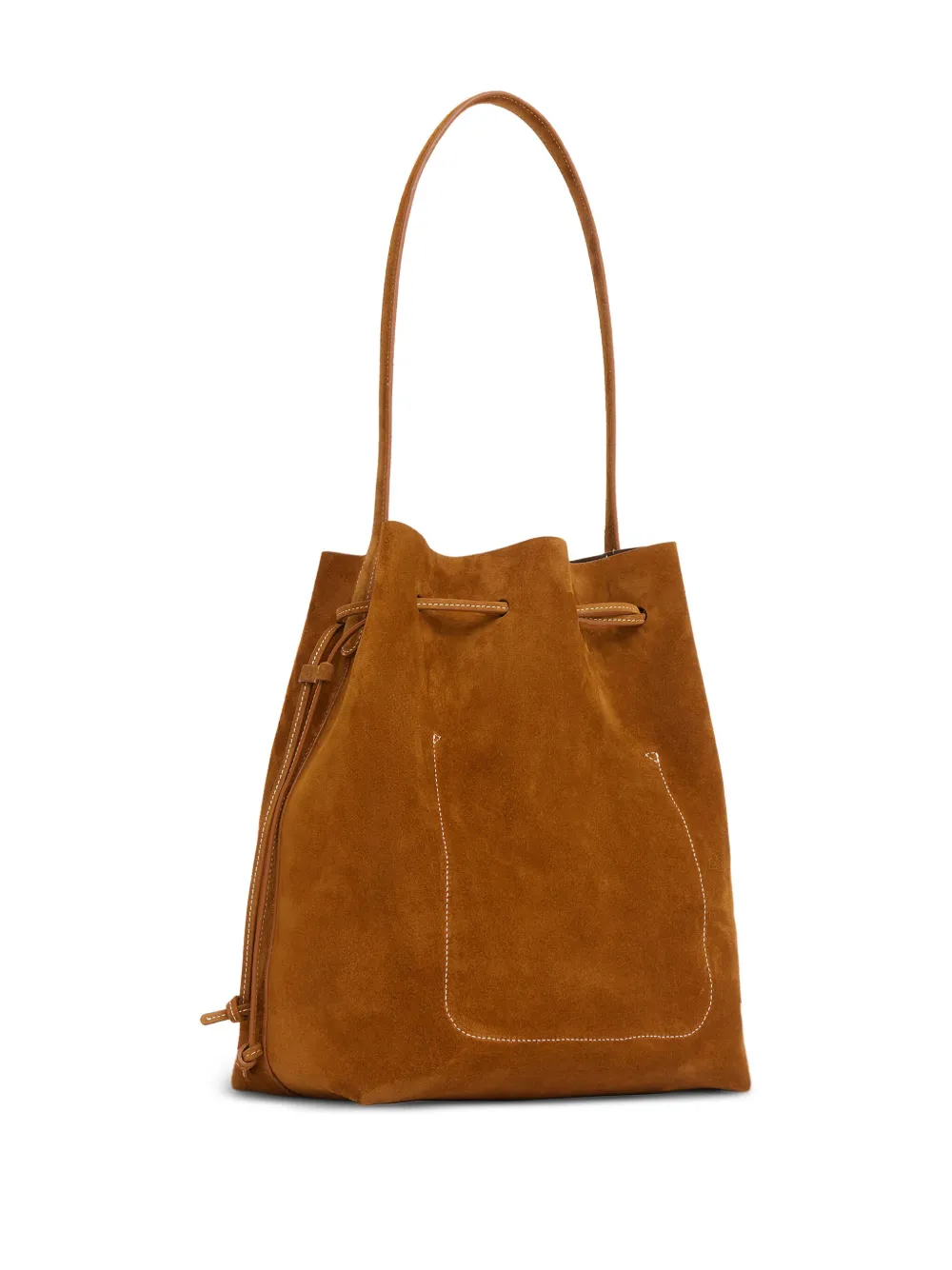 Mansur Gavriel Cabas Suede Drawstring Bucket Bag In Brown