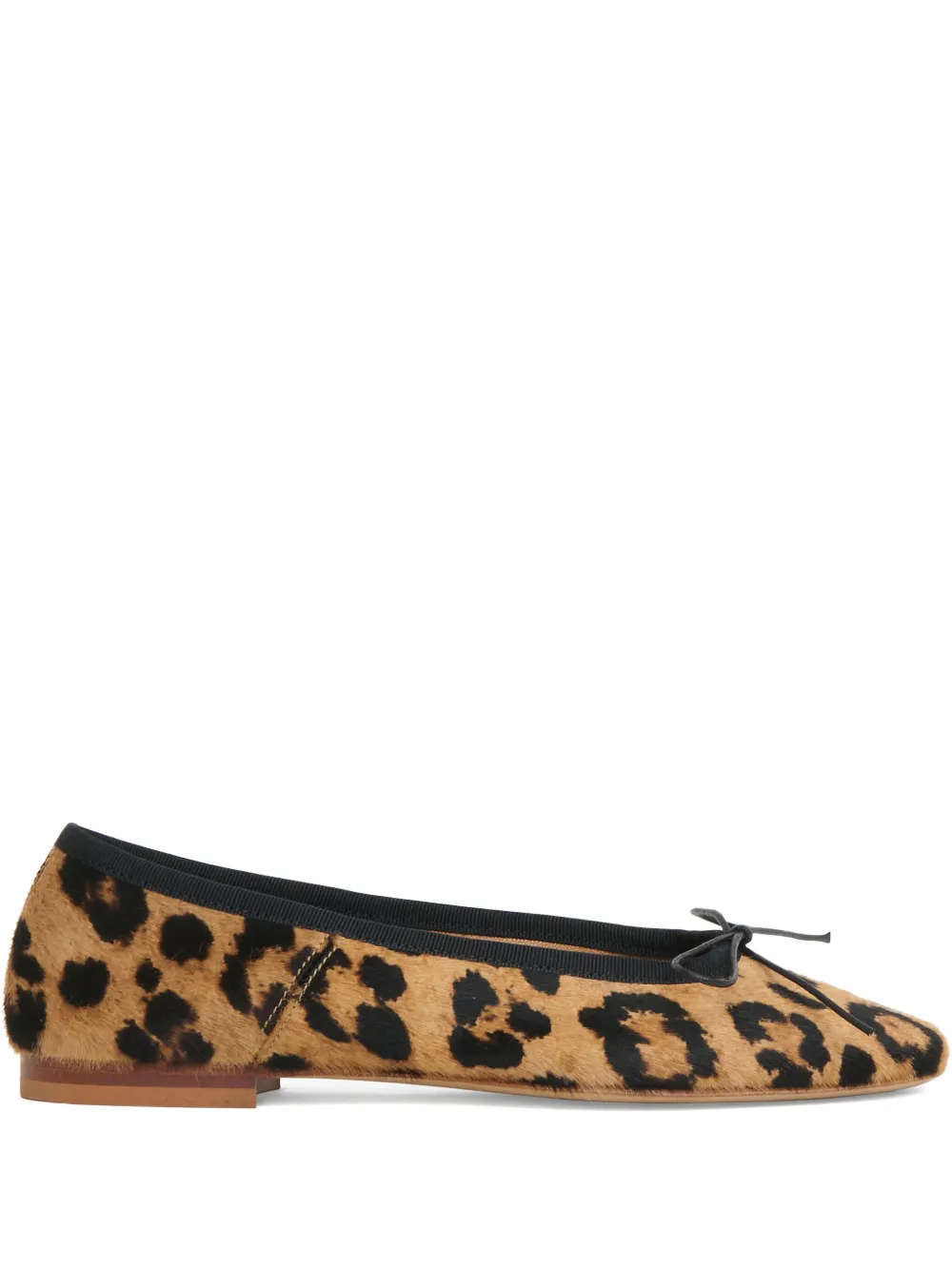 Mansur Gavriel Leopard-print Bow-detail Ballerina Flats In Brown