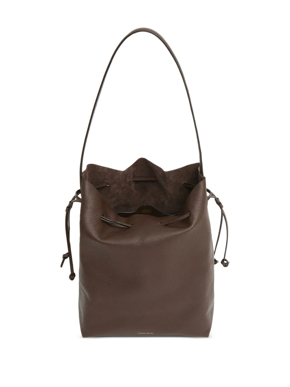 Mansur Gavriel Leren bucket-tas met logoprint Bruin