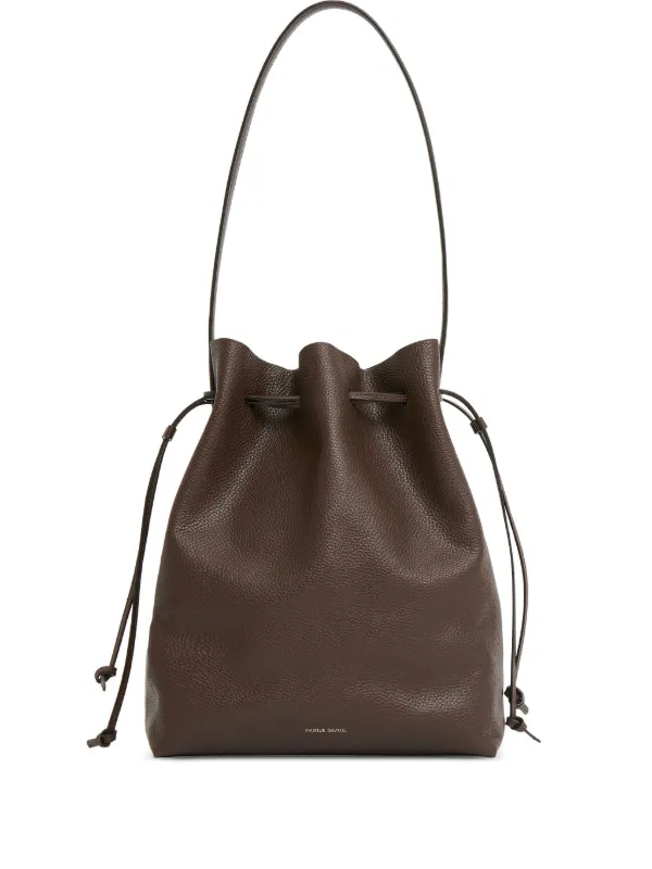 Mansur Gavriel logo-print Leather Bucket Bag Brown FARFETCH