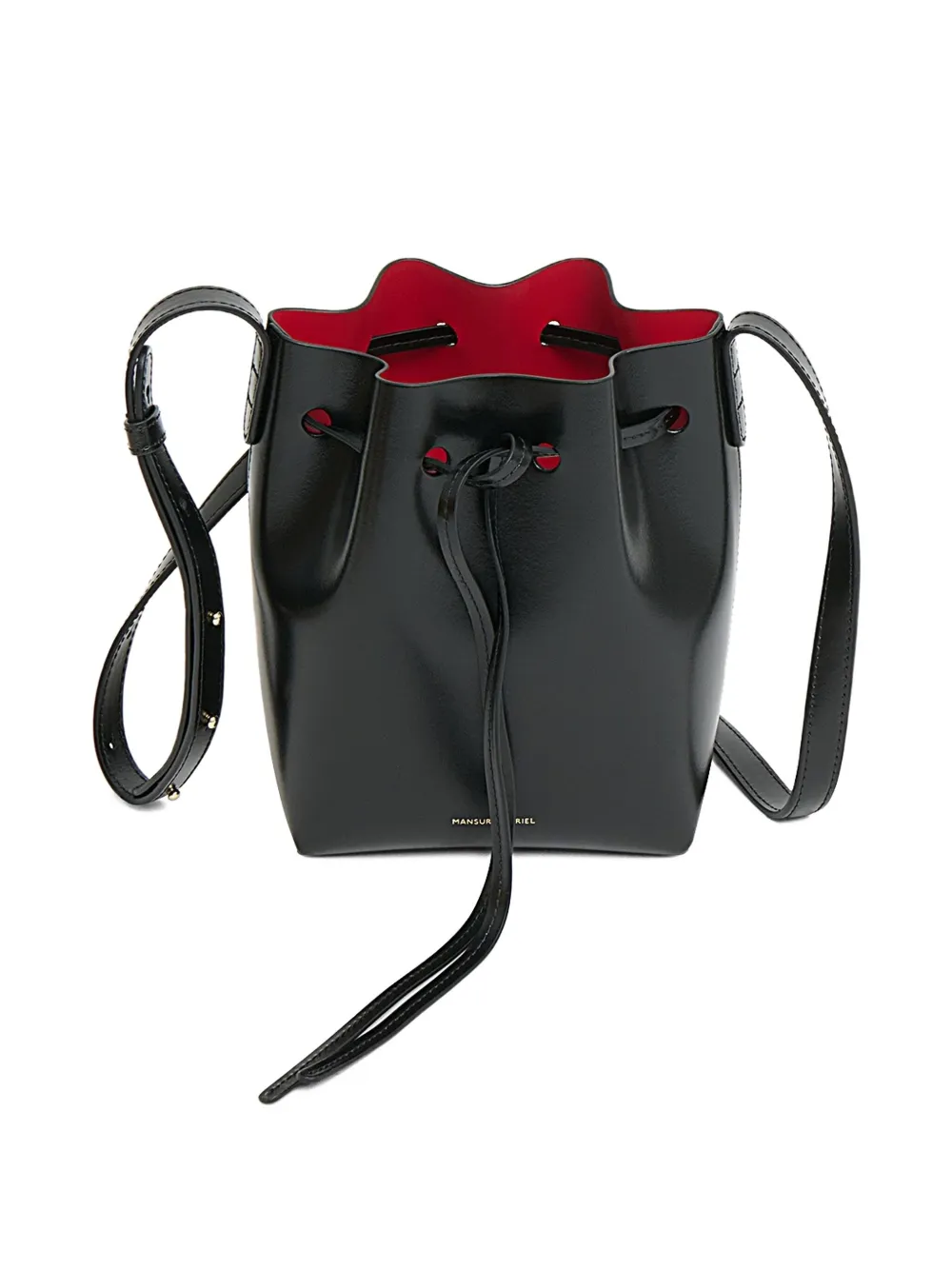 Mansur Gavriel Mini Leather Bucket Bag In Black