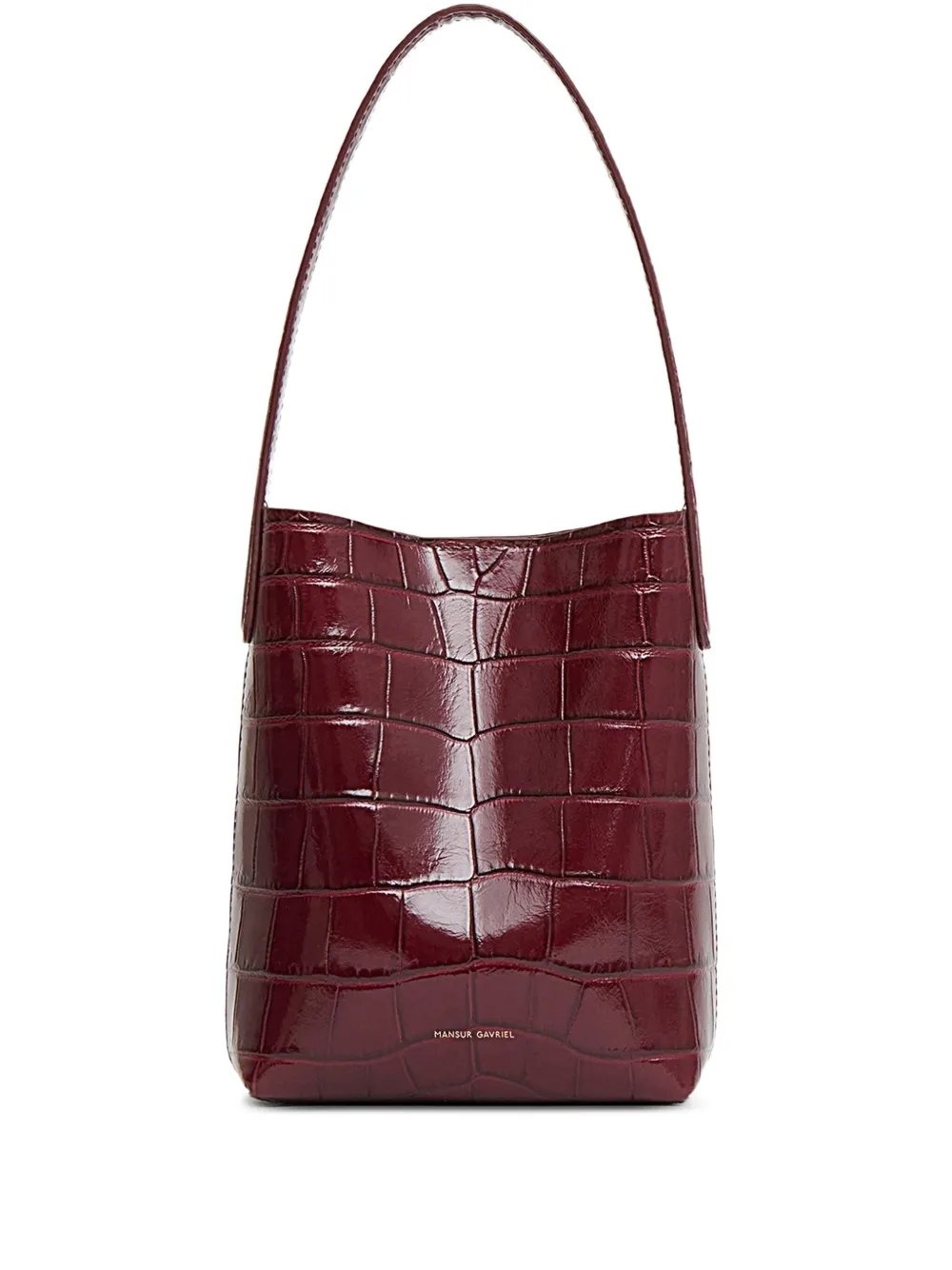 Mansur Gavriel Mini Everyday Cabas Crocodile-embossed Tote Bag In Red