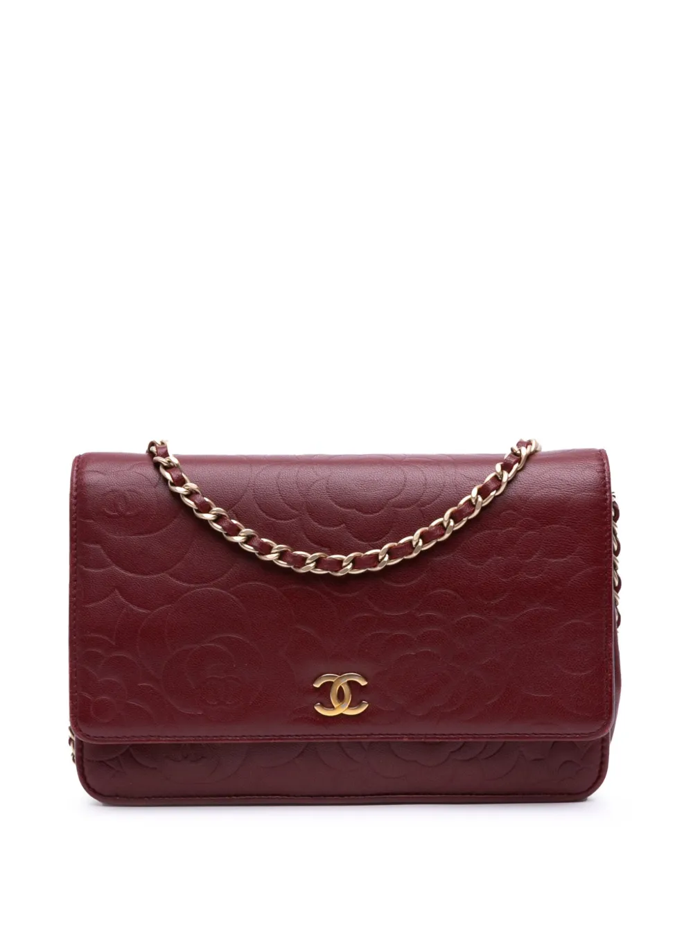 2012 Embossed Lambskin Camellia Wallet On Chain crossbody bag