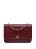 CHANEL Pre-Owned 2012 Embossed Lambskin Camellia Wallet On Chain crossbody bag - Red