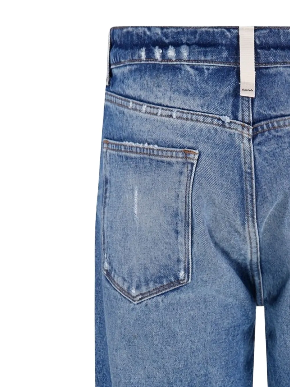 Amish Light Blue Straight-leg Jeans With Vintage Wash And Classic Fit In Blue